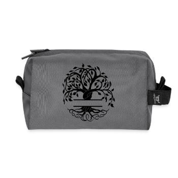Yggdrasil l’arbre de vie avec ton nom - Trousse de toilette en tissu recyclé - anthracite - Devant