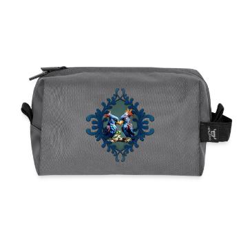 Oiseaux fantastiques amoureux - Trousse de toilette en tissu recyclé - anthracite - Devant