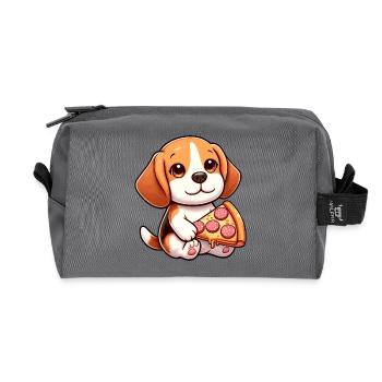Beagle Dog Salami Pizza Indulgence - Recycled Toiletry Zip Bag - anthracite - Front