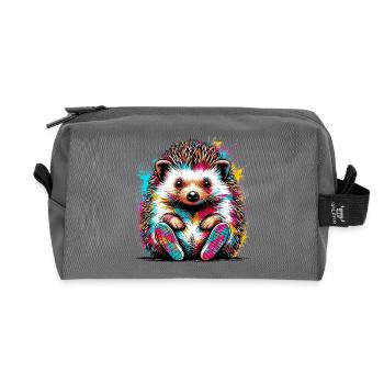 Hedgehog With Sports Shoes Sneaker Sneakers - Recycled Toiletry Zip Bag - anthracite - Front