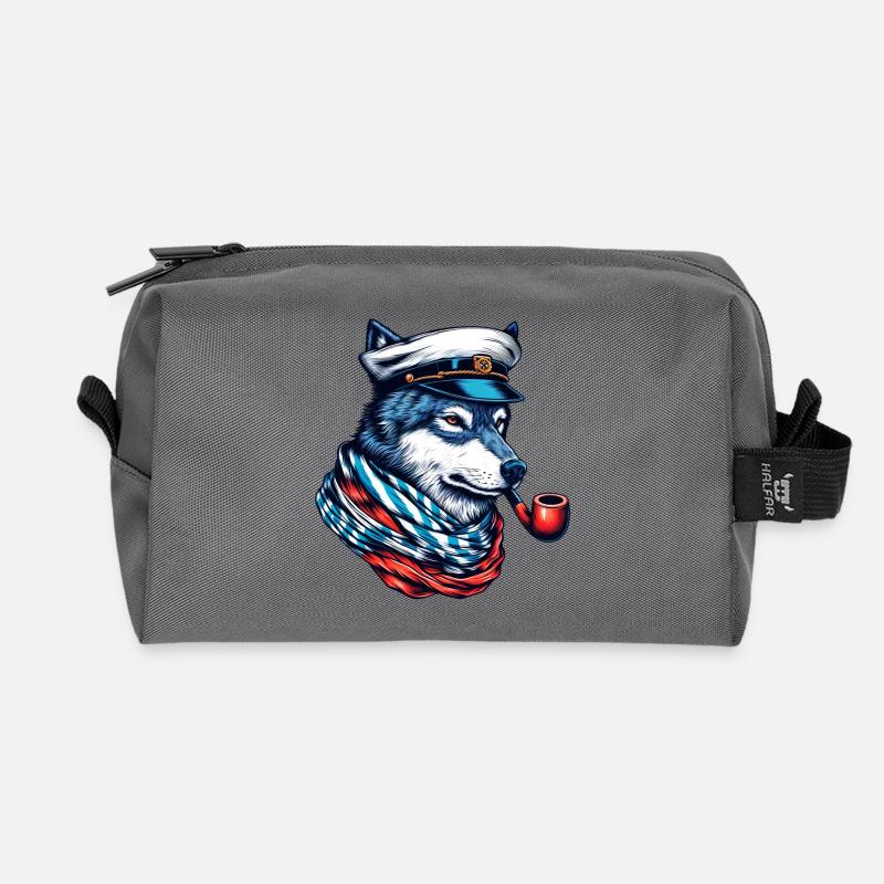 Seewolf Wolf Wölfe - Recycelte Kulturtasche - Anthrazit