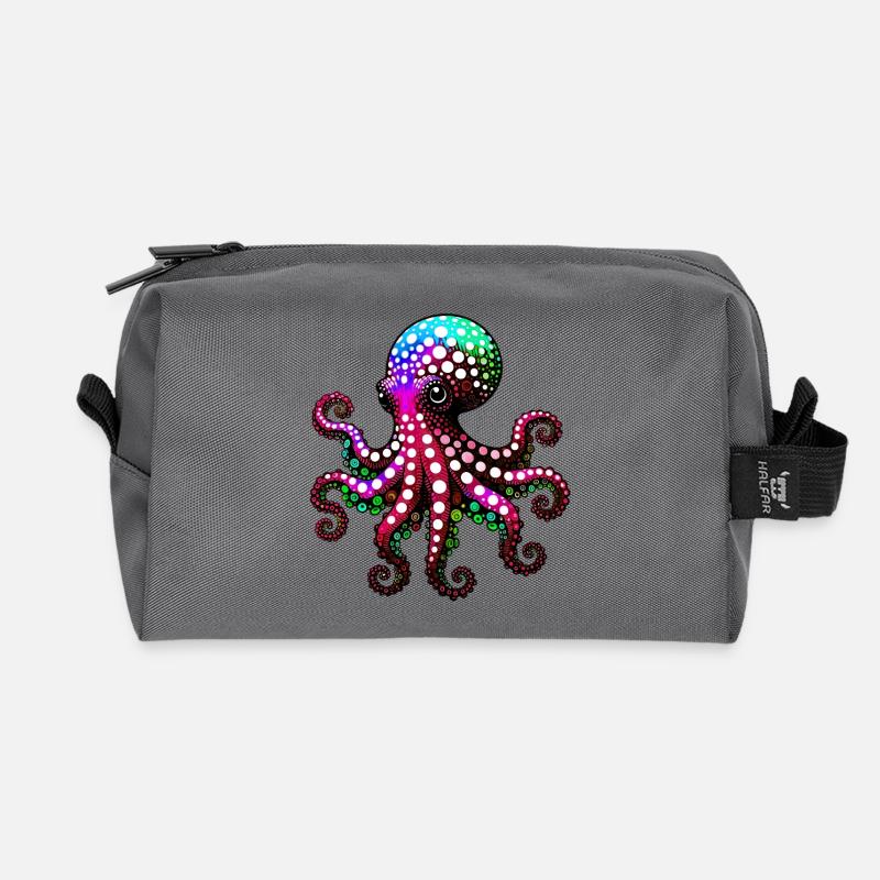 Krake - Recycelte Kulturtasche - Anthrazit