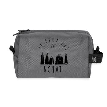 Je peux pas, j'ai achat. - Trousse de toilette en tissu recyclé - anthracite - Devant