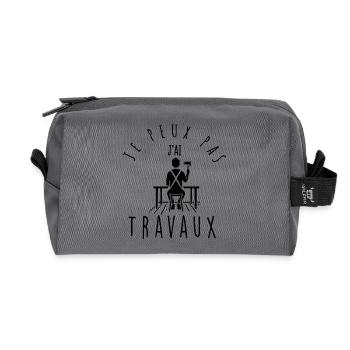 Je peux pas, j'ai travaux. - Trousse de toilette en tissu recyclé - anthracite - Devant
