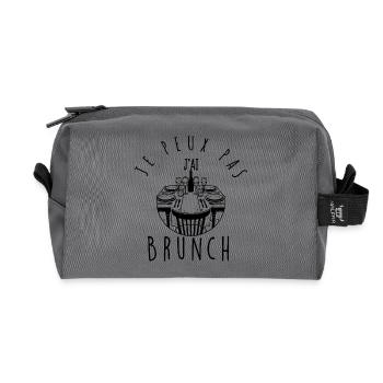 Je peux pas, j'ai brunch. - Trousse de toilette en tissu recyclé - anthracite - Devant