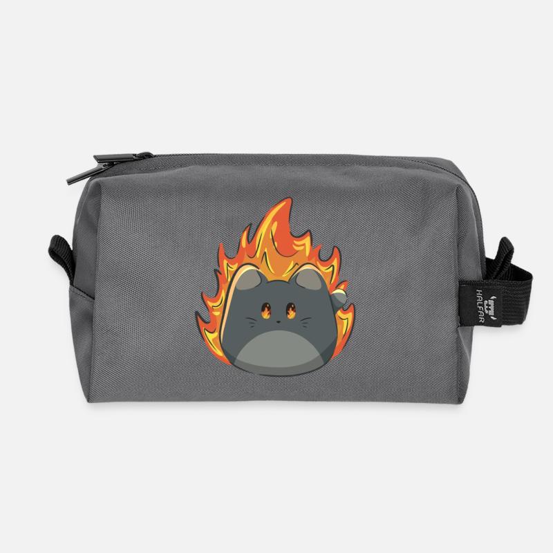 Chat mignon avec du feu - Trousse de toilette en tissu recyclé - anthracite