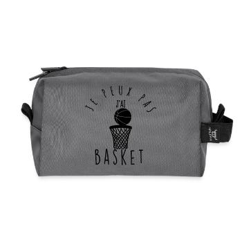 Je peux pas, j'ai basket. - Trousse de toilette en tissu recyclé - anthracite - Devant