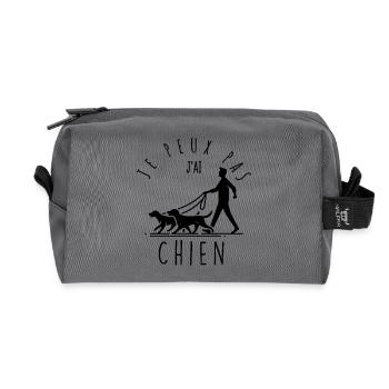 Je peux pas, j'ai chien - Trousse de toilette en tissu recyclé - anthracite - Devant