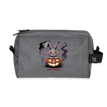 Obsessively sweet – creepy bunny in the pumpkin - Recycled Toiletry Zip Bag - anthracite - Front