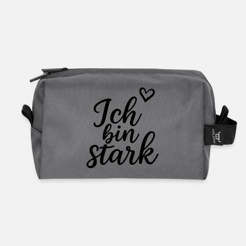 Ich bin stark - Recycelte Kulturtasche - Anthrazit