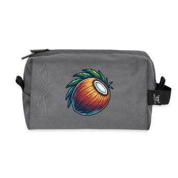 Walnut Tropical Fruit Illustration - Recycled Toiletry Zip Bag - anthracite - Front