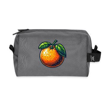 Orange rétro avec feuilles lumineuses - Trousse de toilette en tissu recyclé - anthracite - Devant