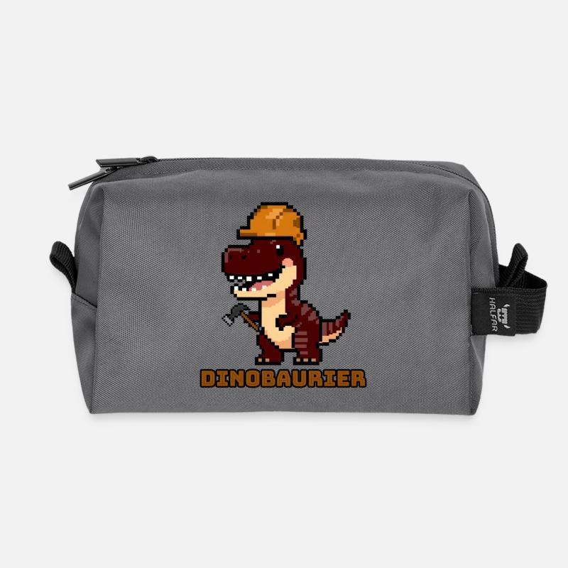 DinoBAUrier - Pixel Art Dinosaurier Bauhelm! 👷‍♂️ - Recycelte Kulturtasche - Anthrazit