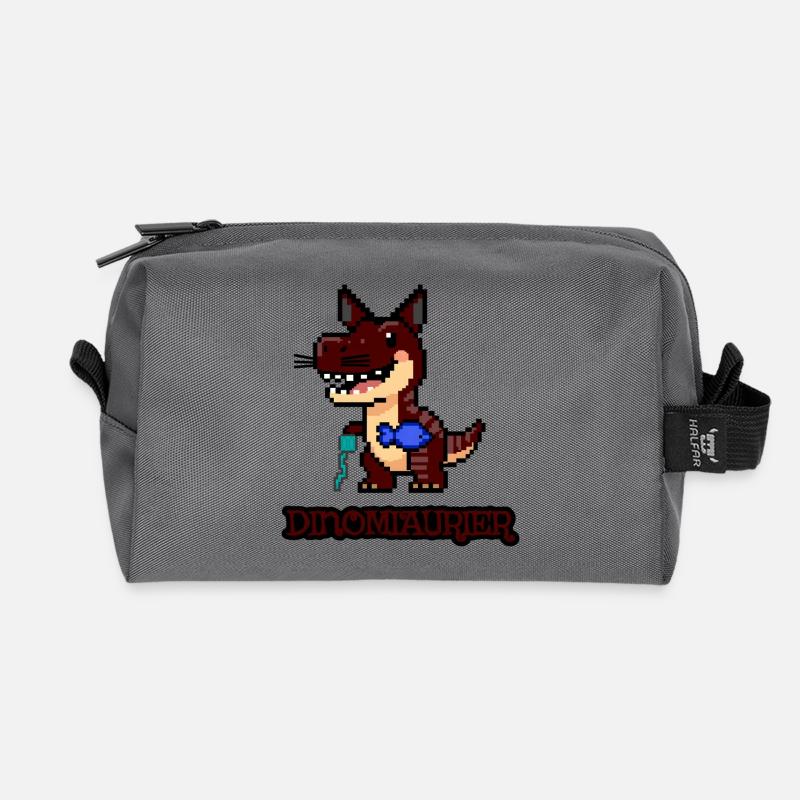 DinoMIAUrier - Pixel Art Dinosaurier als Katze! 🐈 - Recycelte Kulturtasche - Anthrazit