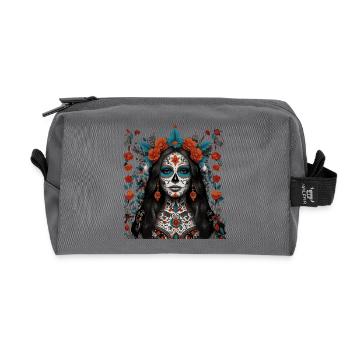 Crâne en sucre Floral Queen - Trousse de toilette en tissu recyclé - anthracite - Devant