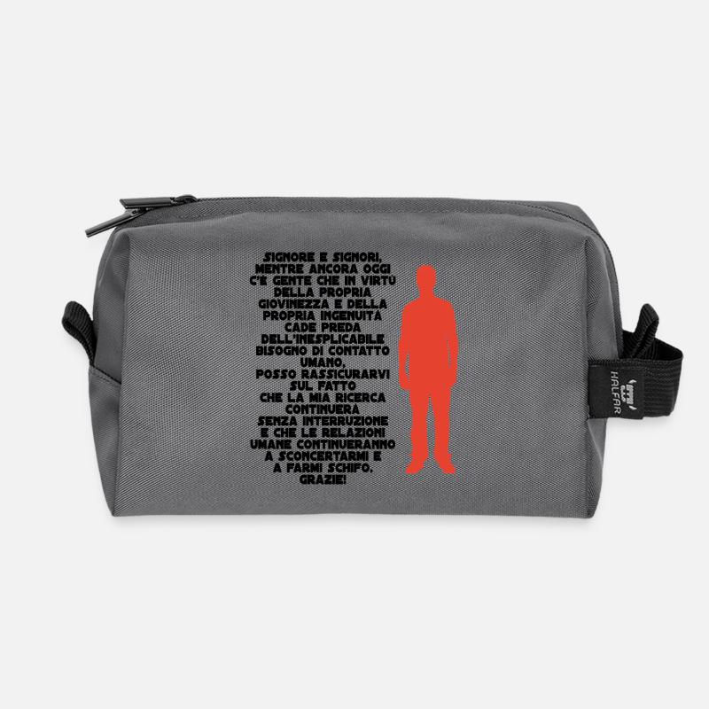 Red human figure on black background - Recycled Toiletry Zip Bag - anthracite