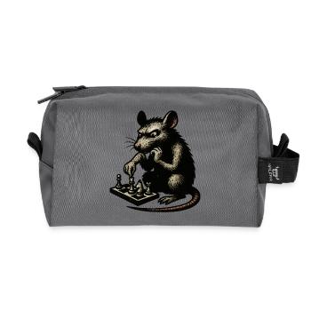 Rat à l’échiquier - Trousse de toilette en tissu recyclé - anthracite - Devant
