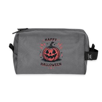 Pumpkin Retro Happy Halloween - Recycled Toiletry Zip Bag - anthracite - Front