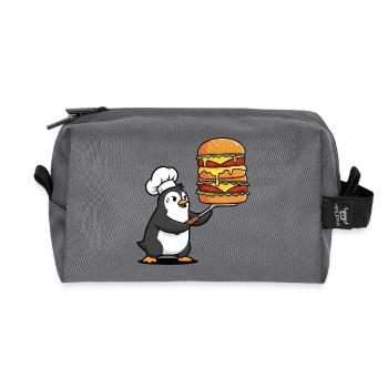Süßer Pinguin schwitzt mit Hamburger BBQ Grillen - Recycelte Kulturtasche - Anthrazit - Vorne