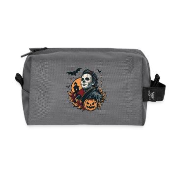 Halloween Skull Night Mask - Recycled Toiletry Zip Bag - anthracite - Front