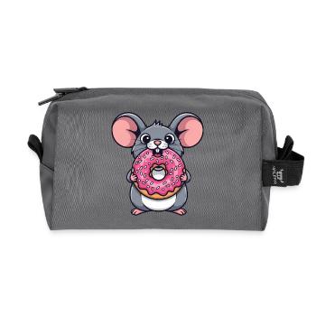 Süße Maus mit Donut Cartoon Nachtisch Zuckerware - Recycelte Kulturtasche - Anthrazit - Vorne