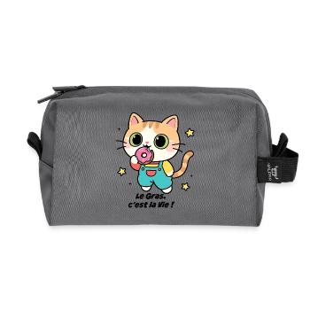 Gourmet kitten donuts, the Fat, it's Life! - Recycled Toiletry Zip Bag - anthracite - Front