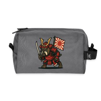Samurai Bulldog Warrior Japan Armor Design - Recycled Toiletry Zip Bag - anthracite - Front