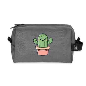 Cactus Smile In A Jar - Recycled Toiletry Zip Bag - anthracite - Front