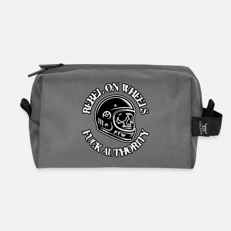 Skull Helmet FTW Moto Logo - Recycled Toiletry Zip Bag - anthracite