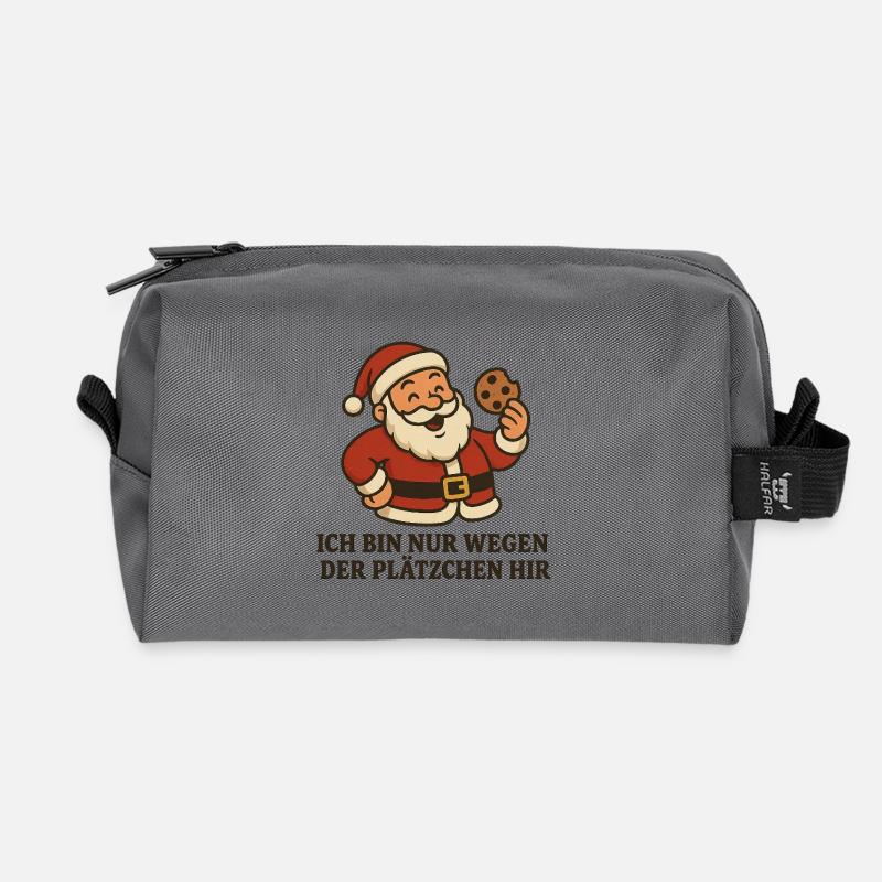 Santa Plätzchen Spruch - Recycelte Kulturtasche - Anthrazit