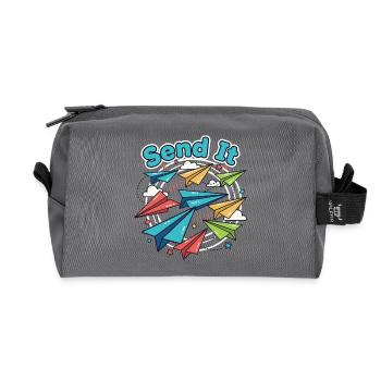 Envoyez-lui des avions en papier - Trousse de toilette en tissu recyclé - anthracite - Devant