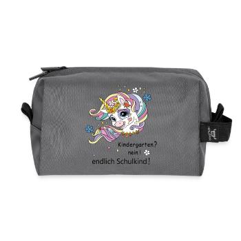 Finally a schoolchild - Recycled Toiletry Zip Bag - anthracite - Front