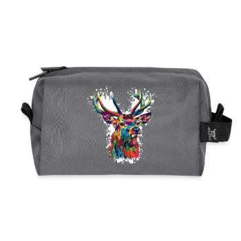 Colorful Deer Pop Art Illustration - Recycled Toiletry Zip Bag - anthracite - Front
