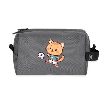 Chat joueur de foot kawaii - Trousse de toilette en tissu recyclé - anthracite - Devant
