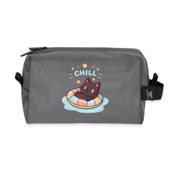 Black Cat in Pastel Buoy CHILL - Recycled Toiletry Zip Bag - anthracite - Front