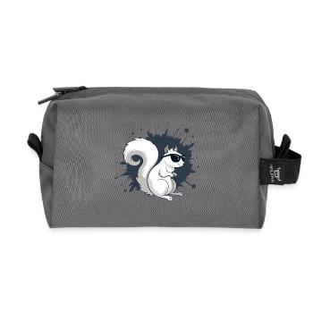 Écureuil blanc chic avec lunettes noires - Trousse de toilette en tissu recyclé - anthracite - Devant
