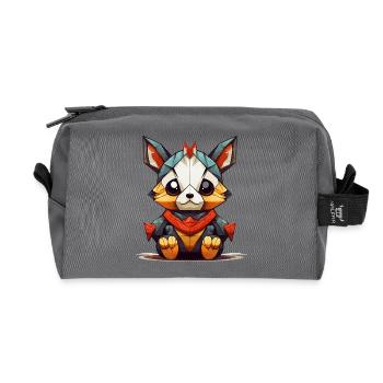 Geometrischer Fuchs Charm - Recycelte Kulturtasche - Anthrazit - Vorne