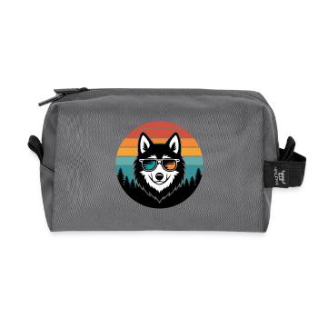 Husky rétro soleil lunettes - Trousse de toilette en tissu recyclé - anthracite - Devant