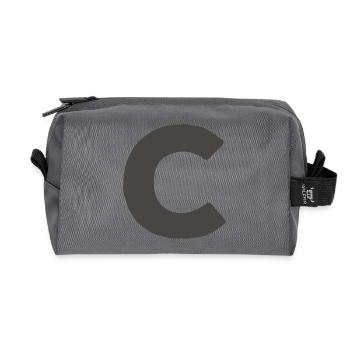 Minimal Letter C Bold Monogram Typography - Recycled Toiletry Zip Bag - anthracite - Front