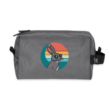 Lapin rétro au soleil - Trousse de toilette en tissu recyclé - anthracite - Devant