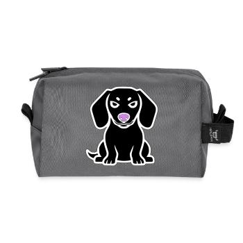 Dachshund Dog Puppy Cartoon - Recycled Toiletry Zip Bag - anthracite - Front