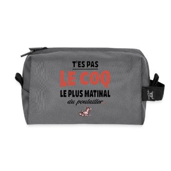T’es pas le coq le plus matinal du poulailler - Trousse de toilette en tissu recyclé - anthracite - Devant