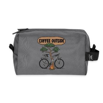 Coffee Outside Bike Ink Sketch - Recycled Toiletry Zip Bag - anthracite - Front