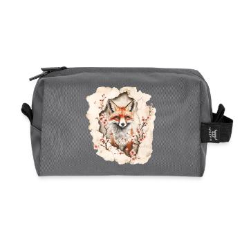 Fuchs mit Kirschblüten - Recycelte Kulturtasche - Anthrazit - Vorne