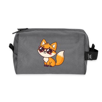 Kawaii Fuchs Brille Herzen - Recycelte Kulturtasche - Anthrazit - Vorne