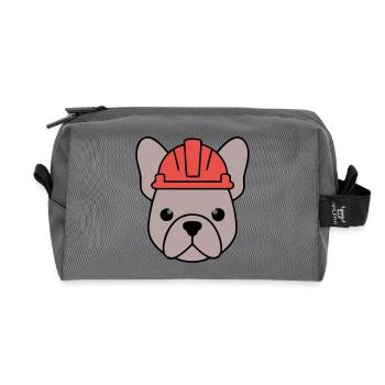 Frenchie Construction Worker Helmet Head - Recycled Toiletry Zip Bag - anthracite - Front