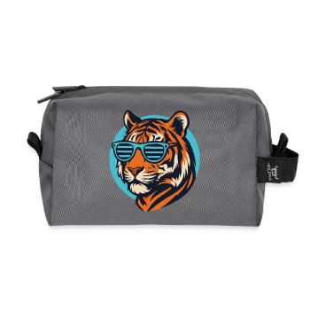 Tiger mit Sonnenbrille Pop Art - Recycelte Kulturtasche - Anthrazit - Vorne
