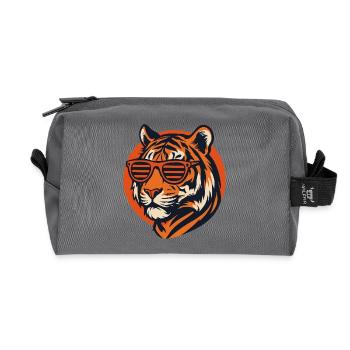 Tigre avec des lunettes de soleil rétro - Trousse de toilette en tissu recyclé - anthracite - Devant
