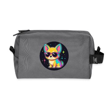 Dog Cosmos Neon Glasses - Recycled Toiletry Zip Bag - anthracite - Front