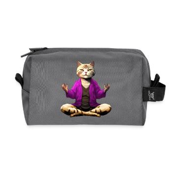 Katze Yogi - Recycelte Kulturtasche - Anthrazit - Vorne